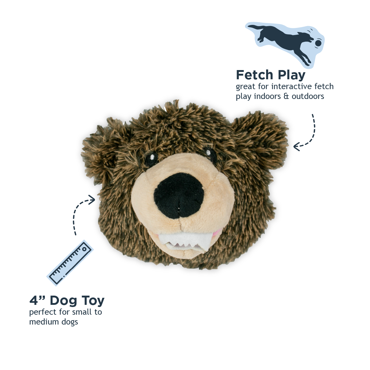 Tall Tails - Grizzly 2-in-1 Fetch Ball Dog Toy