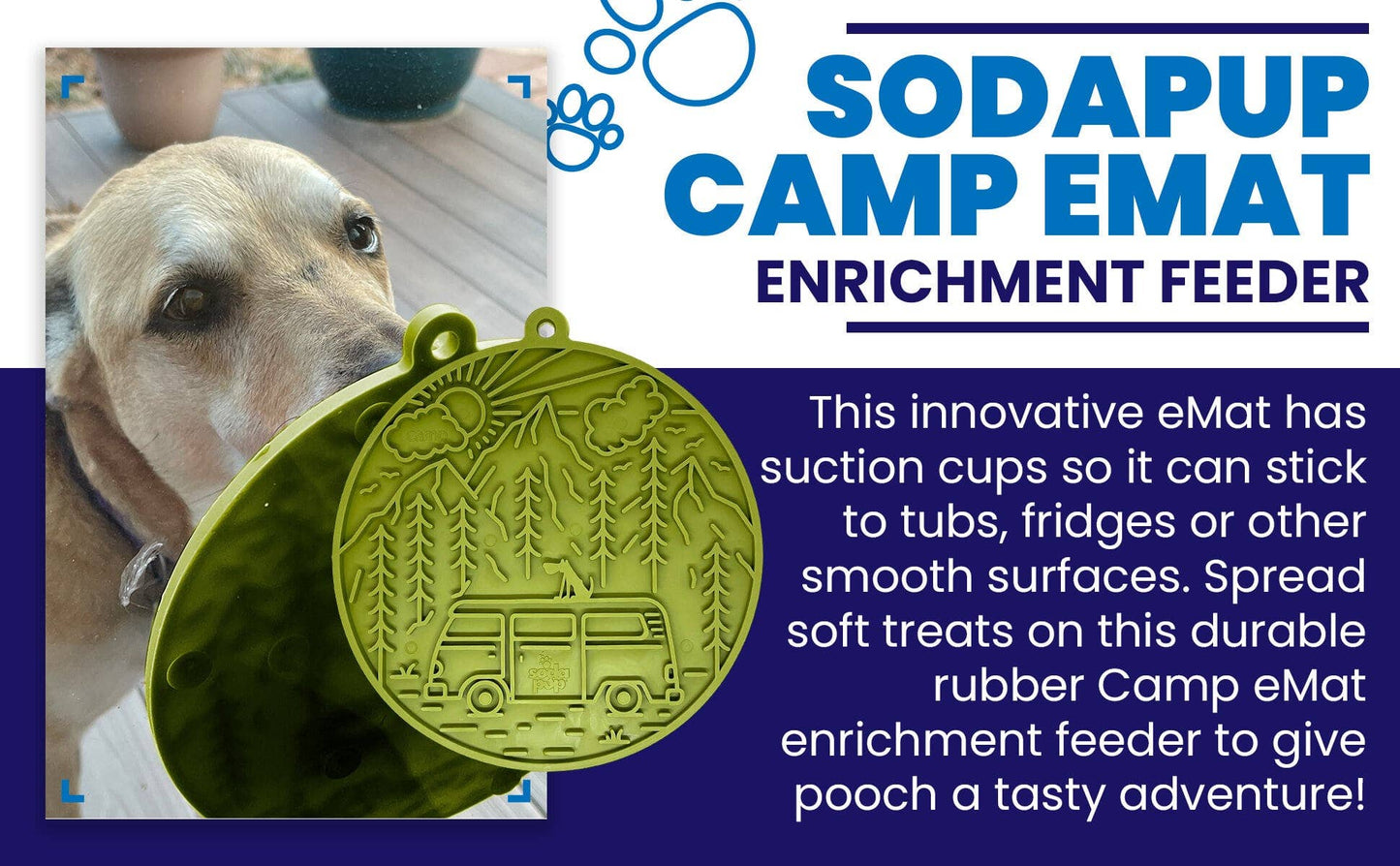 SodaPup - Camp eMat Enrichment Lick Mat With Suction Cups - Green