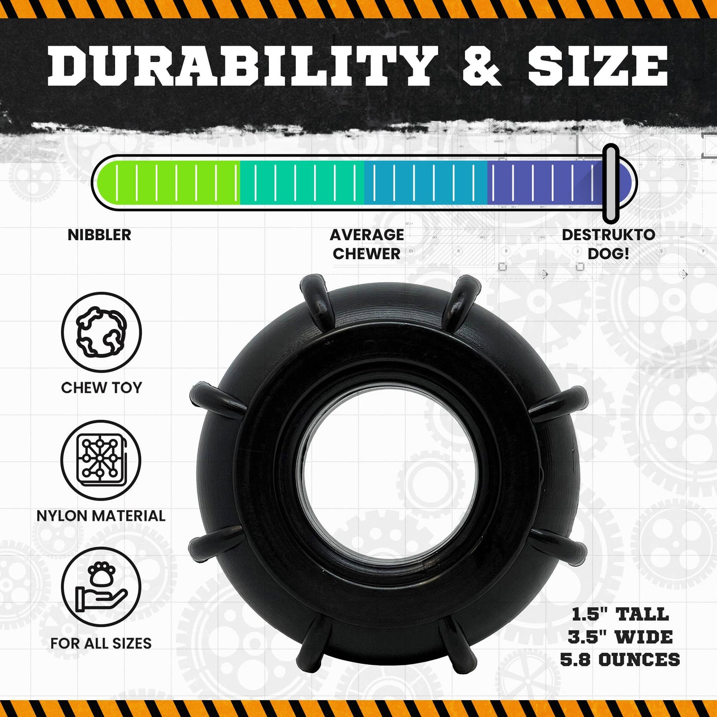 SodaPup - ID Tractor Tire Ultra Durable Nylon Chew & Enrichment Toy