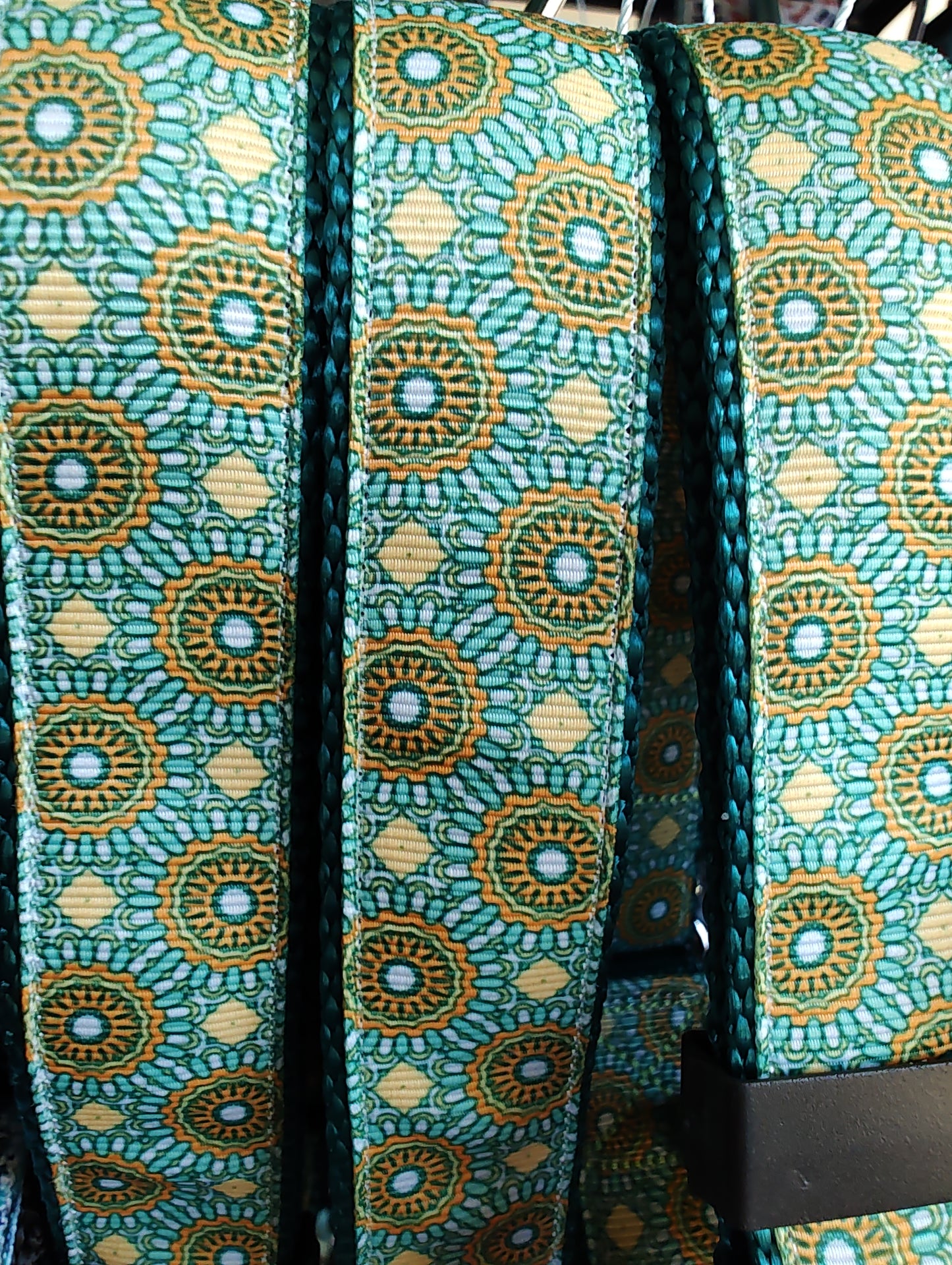 Green/Yellow Tribal Green Nylon Dog Collar MD, LG, XL, Leash - Doot's Pet LLC Collars For A Cause
