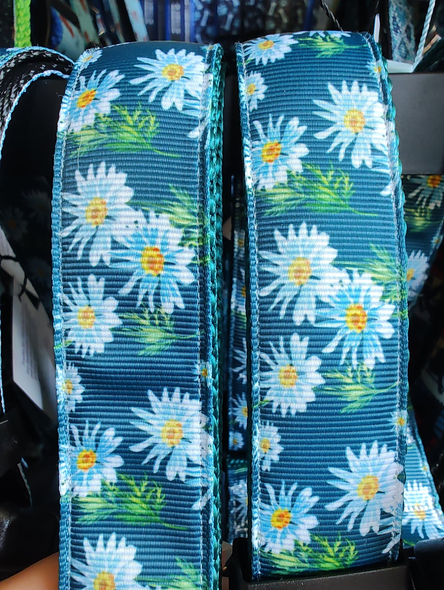 Watercolor Flowers Green Nylon Dog Collar MD, LG, XL, Leash - Doot's Pet LLC Collars For A Cause