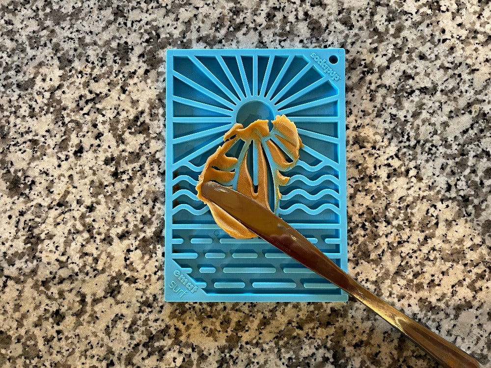 Surf's Up eMat - Small Lickmat for Dogs and Cats | Beach-Themed Design | SodaPup - Doot's Pet LLC Collars For A Cause