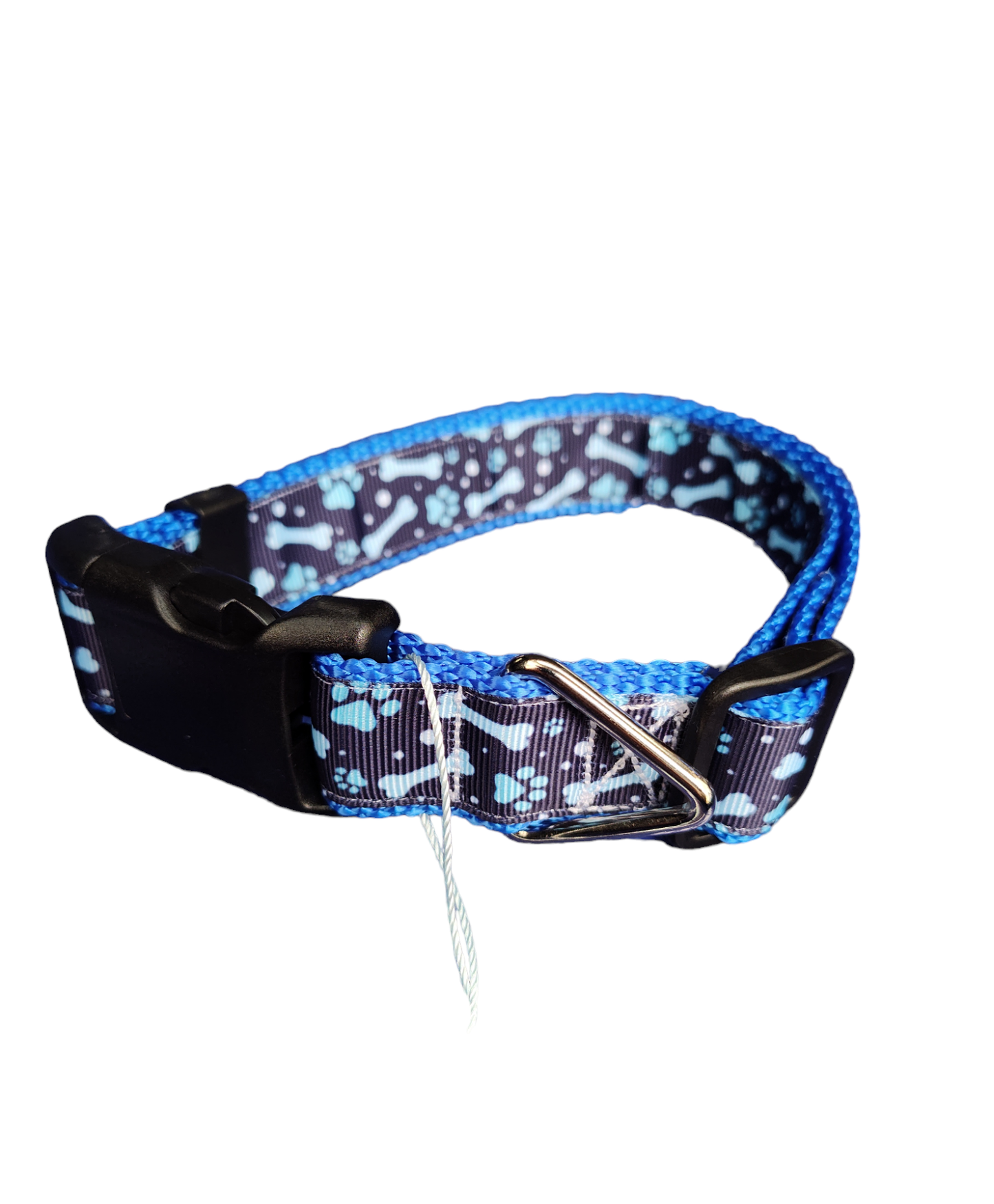 Blue Bones Blue Nylon Dog Collar MD, LG, XL, Leash - Doot's Pet LLC Collars For A Cause