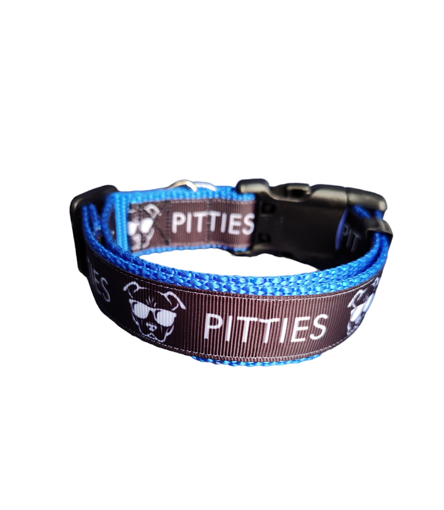 Pitties Pitbull Blue Nylon Dog Collar MD, LG, XL, Leash - Doot's Pet LLC Collars For A Cause