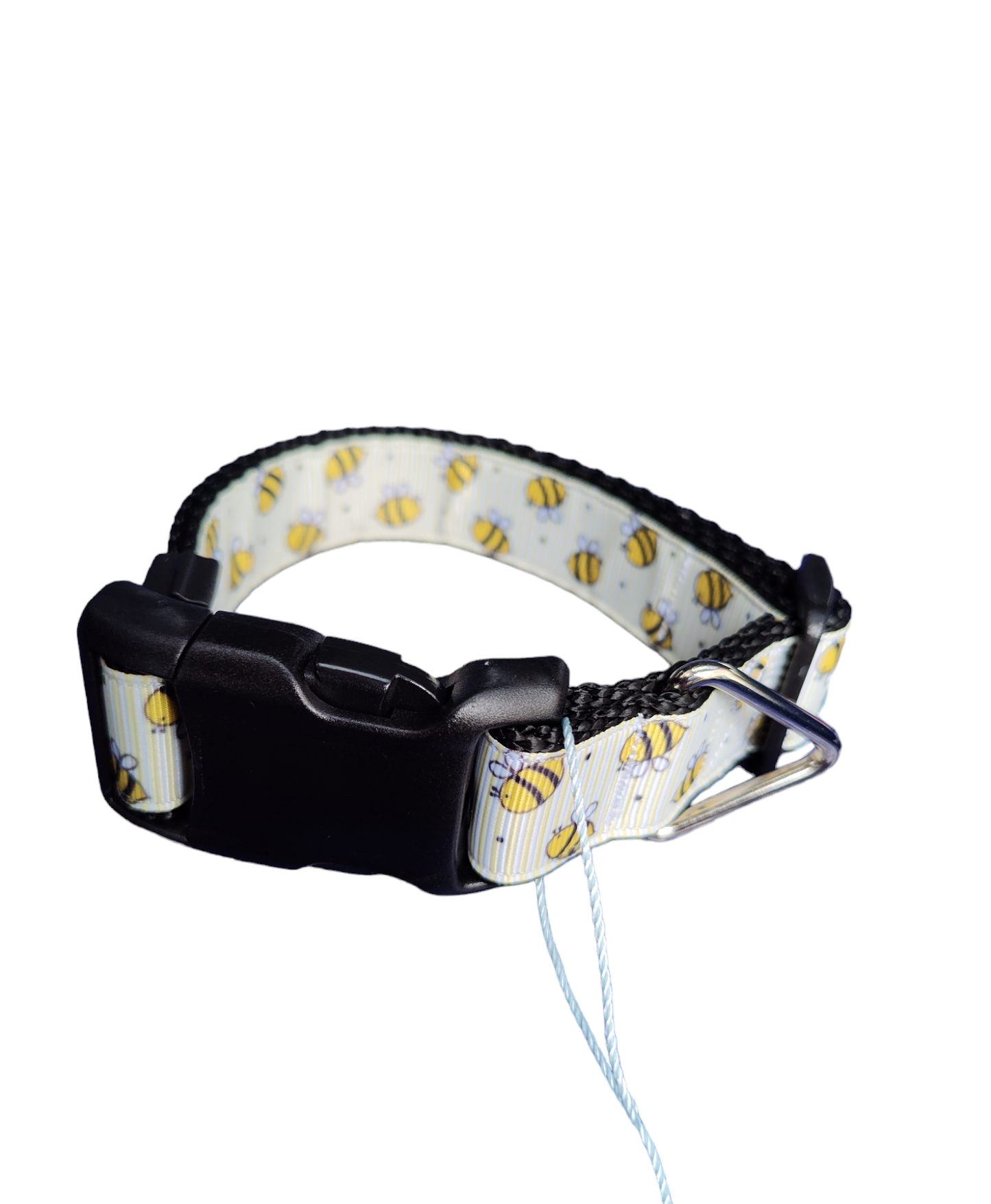 Yellow Bees Black Nylon Dog Collar MD, LG, XL, Leash - Doot's Pet LLC Collars For A Cause