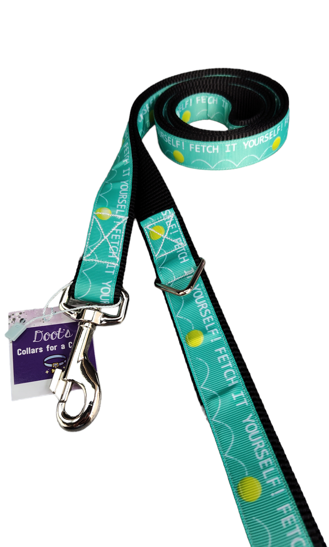 Fetch It Yourself! Black Nylon Dog Collar MD, LG, XL, Leash - Doot's Pet LLC Collars For A Cause