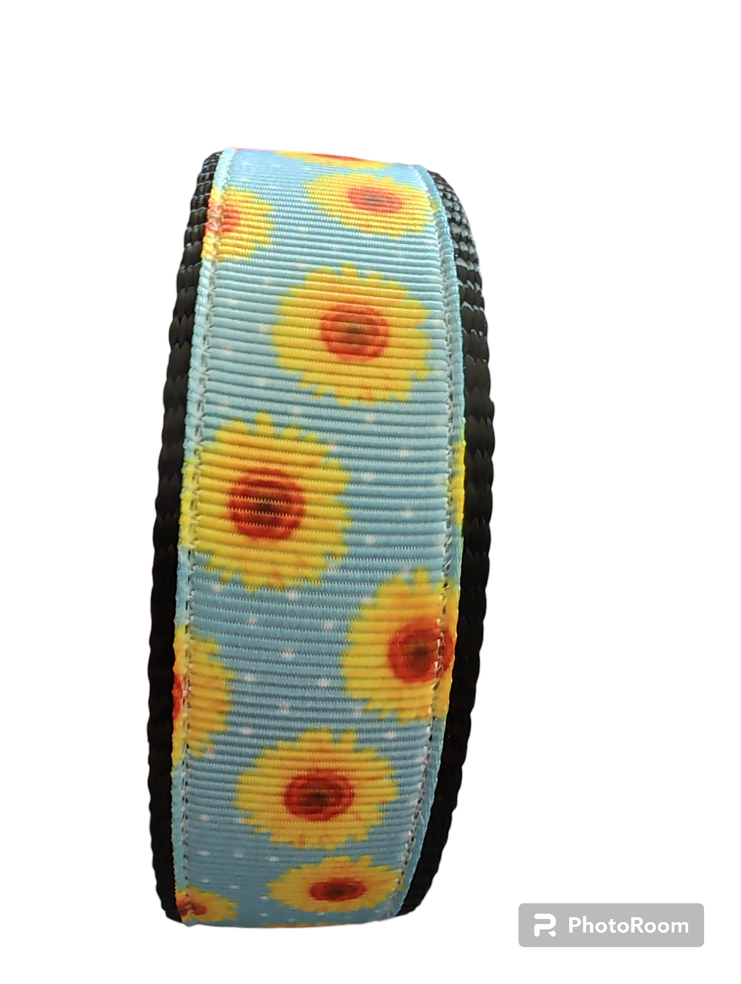 Yellow Flowers Black Nylon Dog Collar MD, LG, XL, Leash - Doot's Pet LLC Collars For A Cause