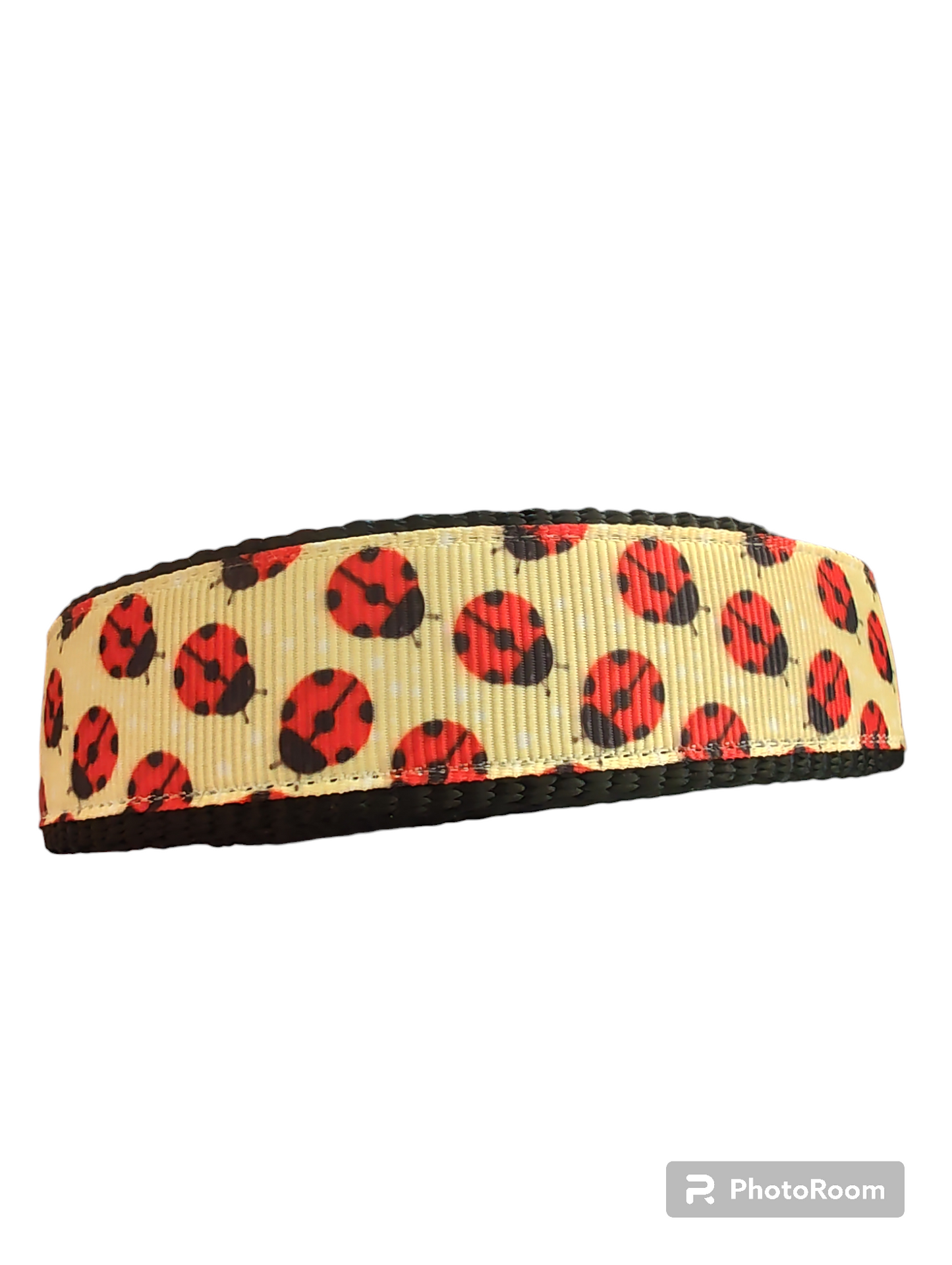 Yellow Ladybugs Black Nylon Dog Collar MD, LG, XL, Leash - Doot's Pet LLC Collars For A Cause