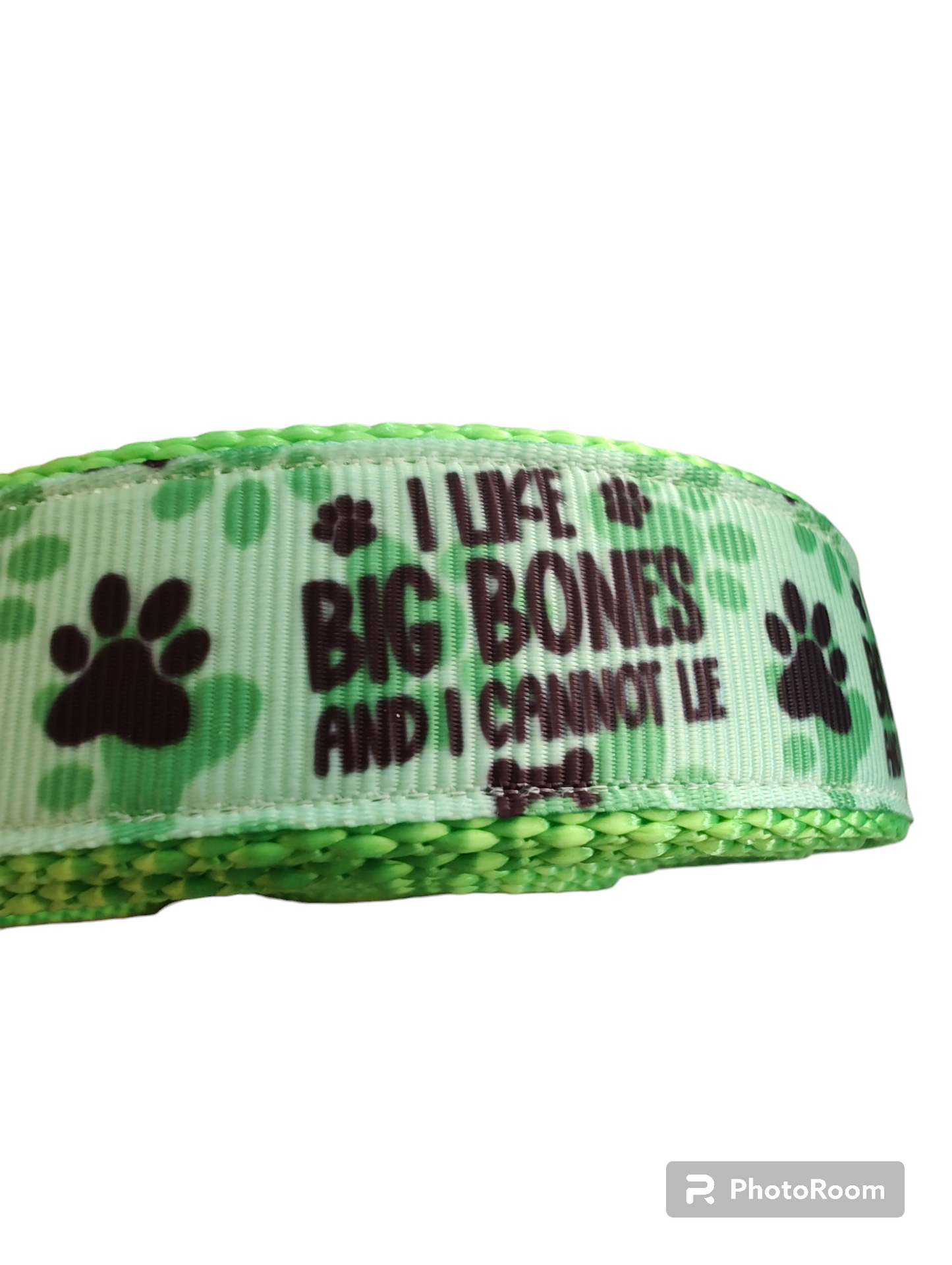 I Like Big Bones And I Cannot Lie Neon Green Nylon Dog Collar MD, LG, XL, Leash - Doot's Pet LLC Collars For A Cause