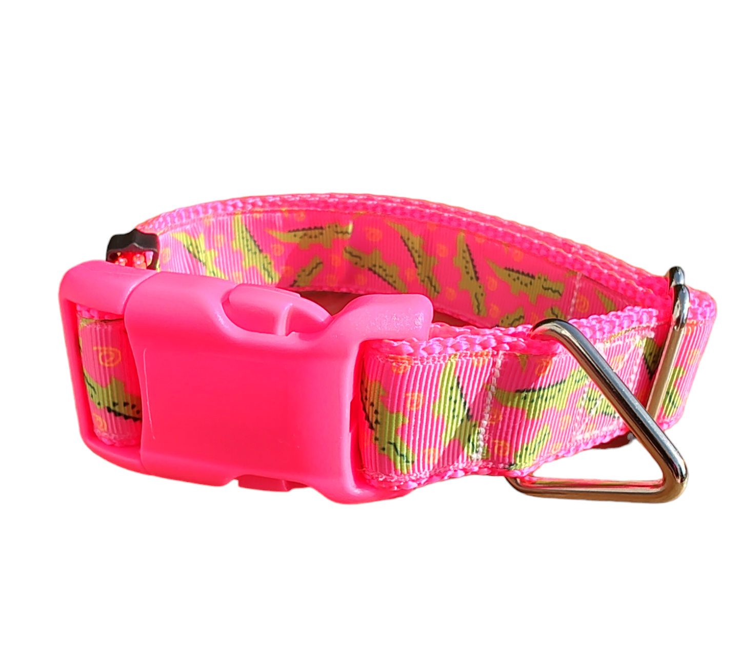 Pink Alligator Hot Pink Nylon Dog Collar MD, LG, XL, Leash - Doot's Pet LLC Collars For A Cause