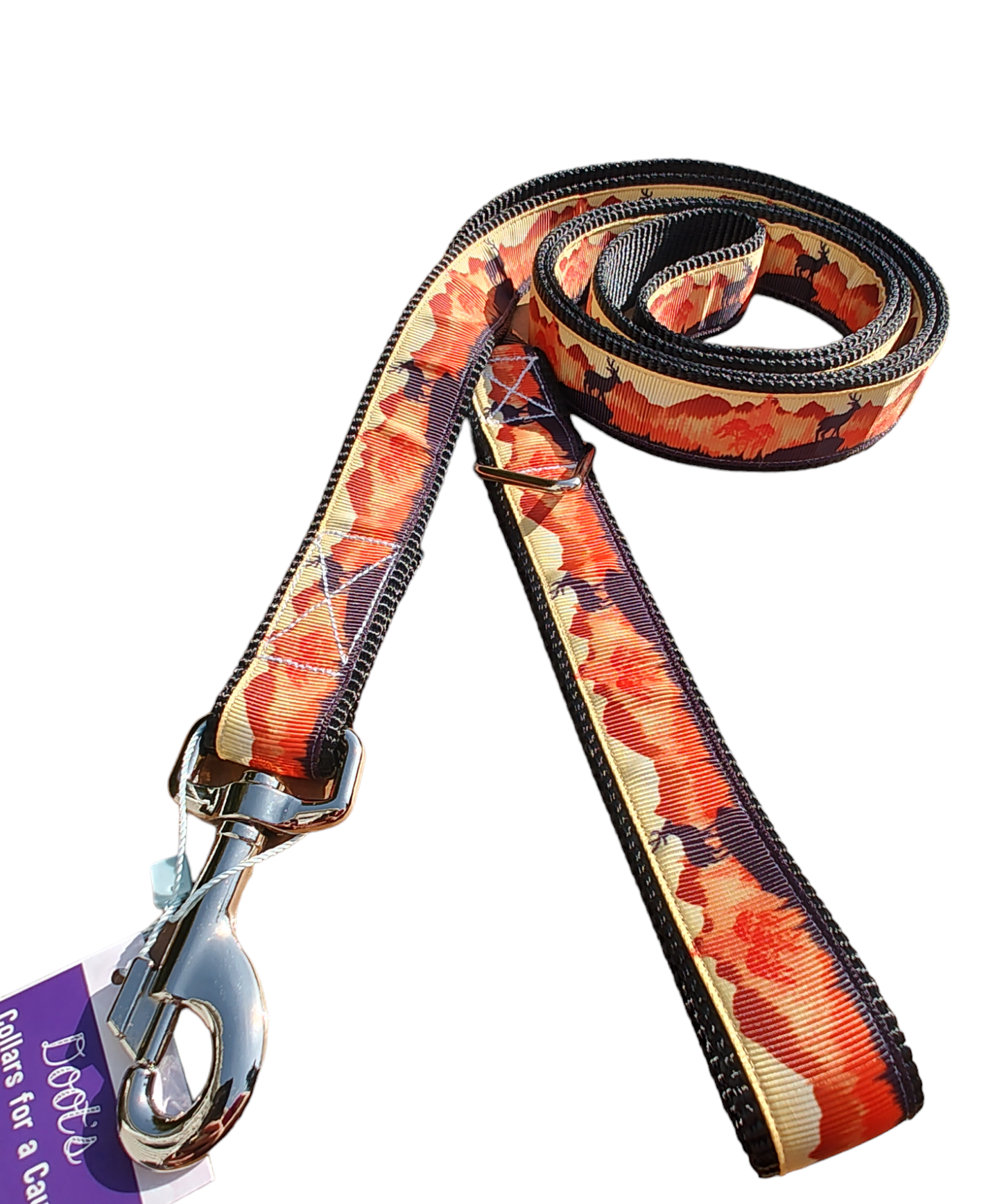 Sunset Forest Black Nylon Dog Collar LG, XL, Leash - Doot's Pet LLC Collars For A Cause