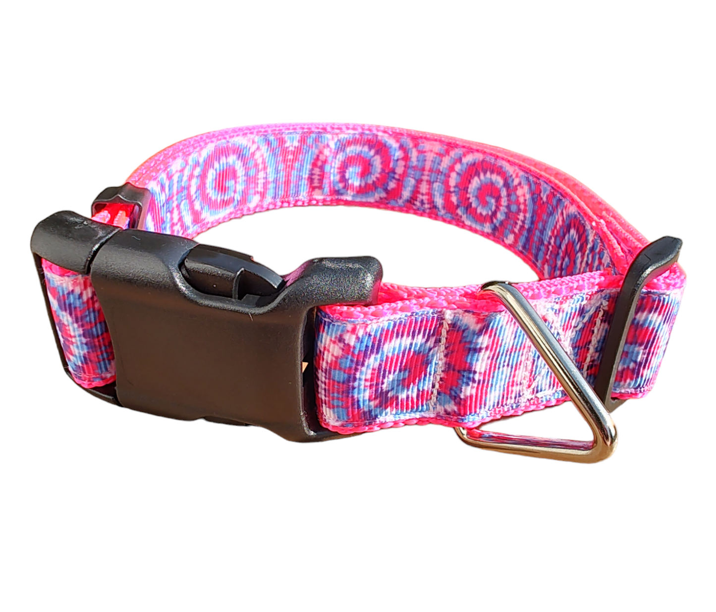 Tie Dye Hot Pink Nylon Dog Collar MD, LG, XL, Leash - Doot's Pet LLC Collars For A Cause