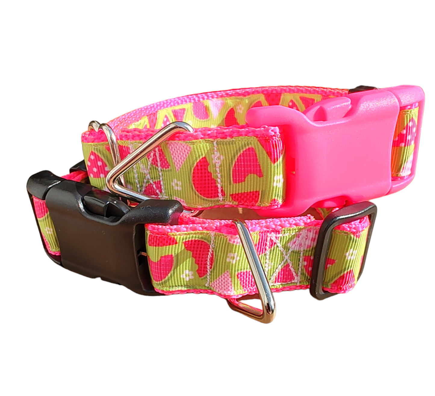 Watermelon Picnic Hot Pink Nylon Dog Collar MD, LG, XL, Leash - Doot's Pet LLC Collars For A Cause