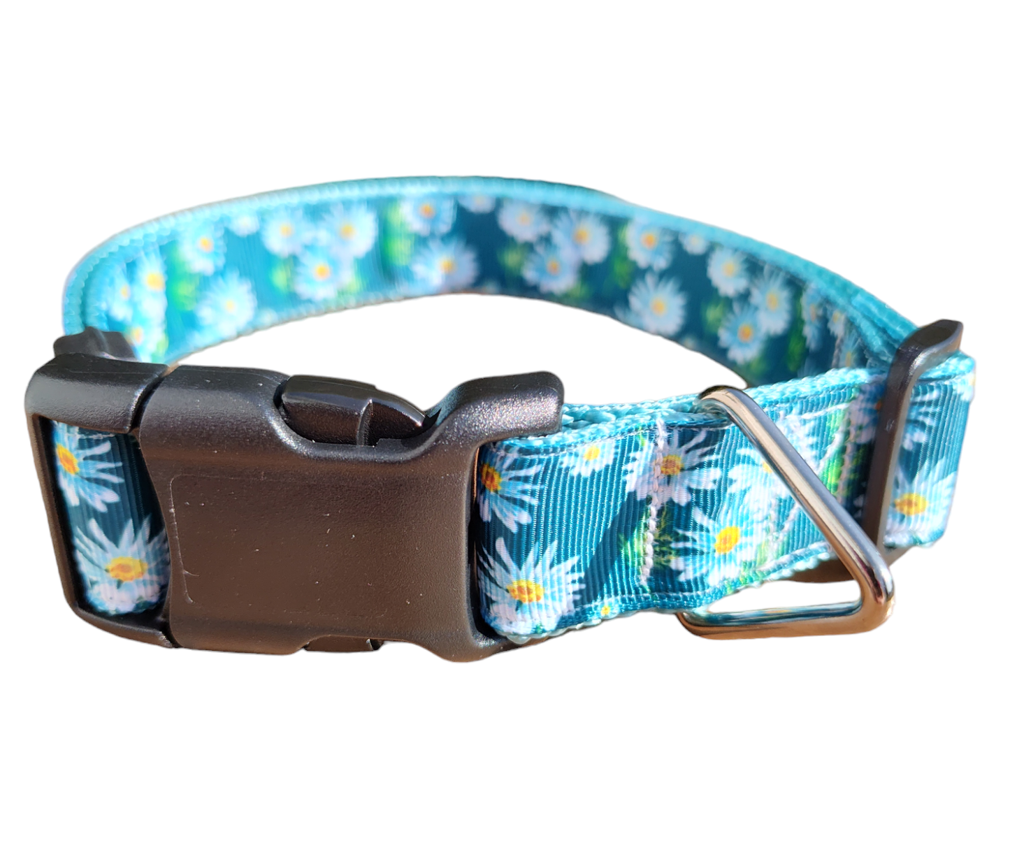 Watercolor Flowers L Blue Nylon Dog Collar MD, LG, XL, Leash - Doot's Pet LLC Collars For A Cause