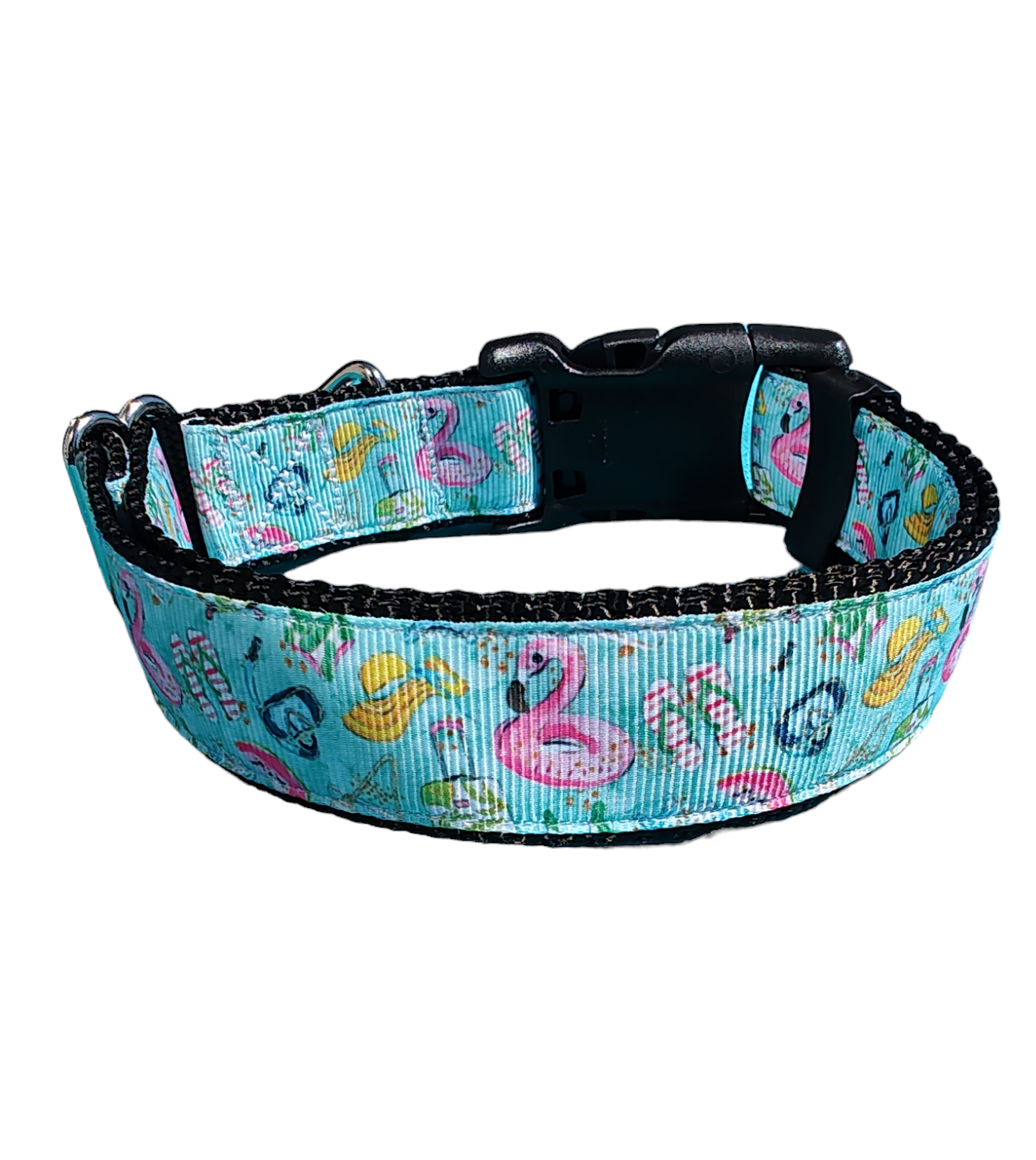 Pool Party Black Nylon Dog Collar MD, LG, XL, Leash - Doot's Pet LLC Collars For A Cause