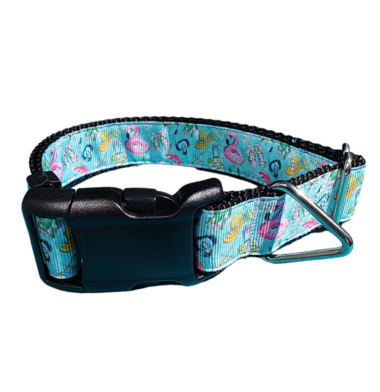 Pool Party Black Nylon Dog Collar MD, LG, XL, Leash - Doot's Pet LLC Collars For A Cause