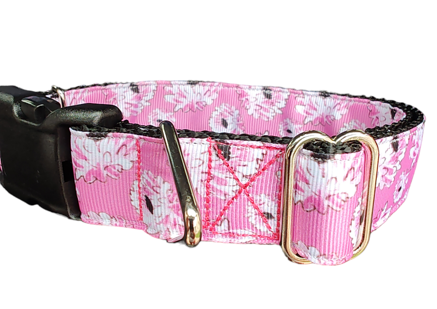 Pink Flowers Nylon Dog Collar - Doot's Pet LLC Collars For A Cause