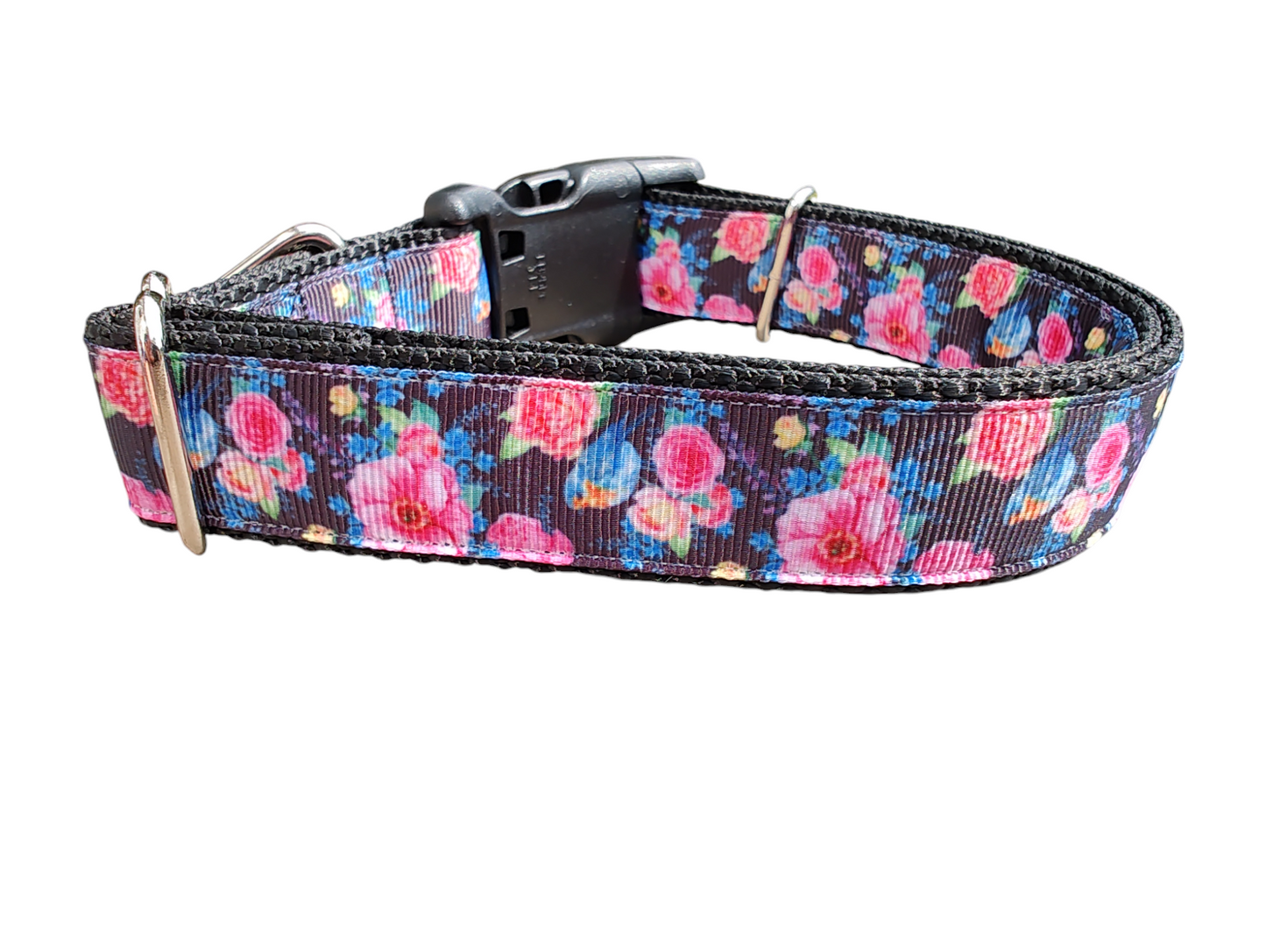 Flowers and Bluebirds Nylon Dog Collar