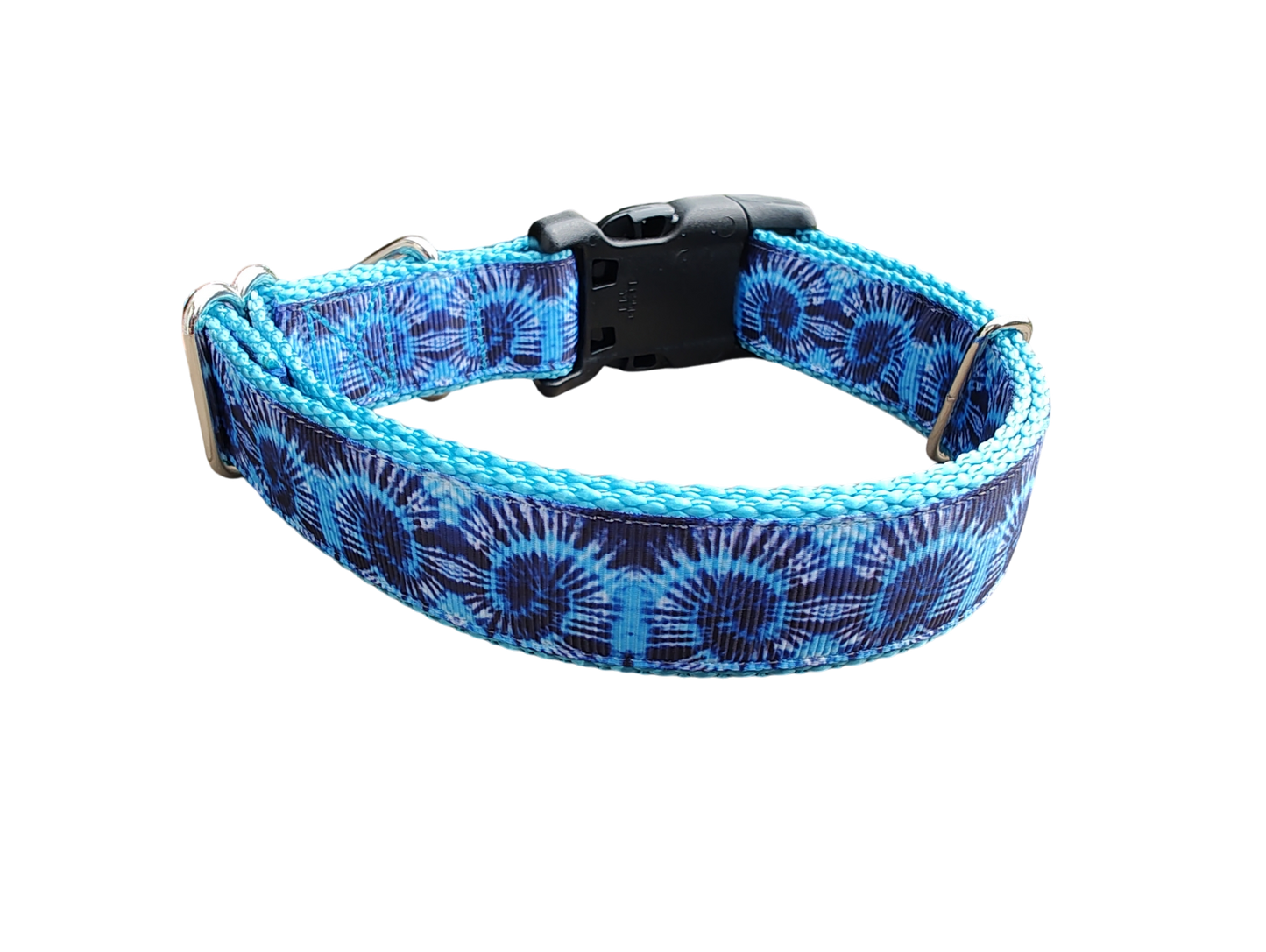Blue Tie Dye Nylon Dog Collar