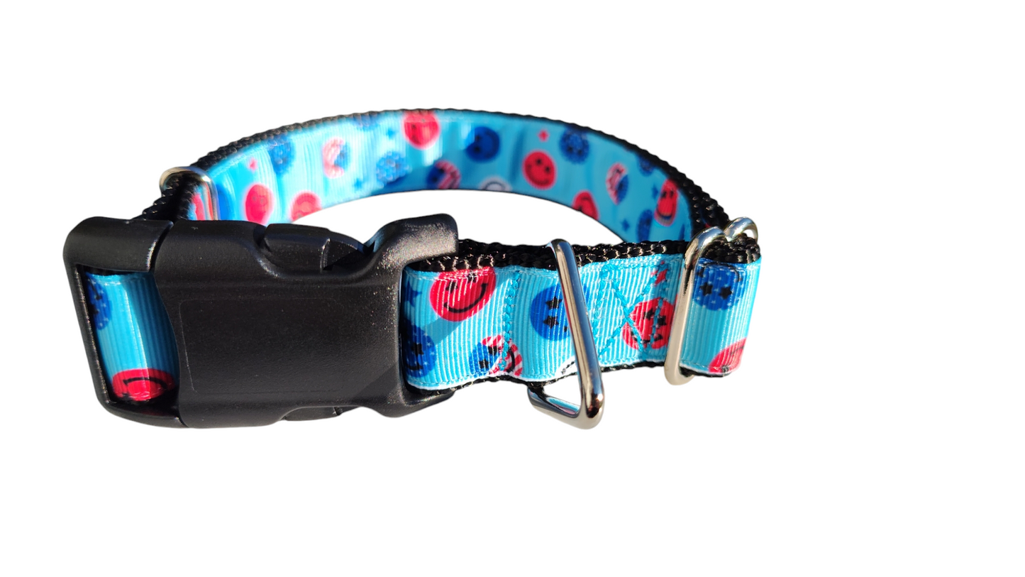 Patriotic Smiley Faces Nylon Dog Collar