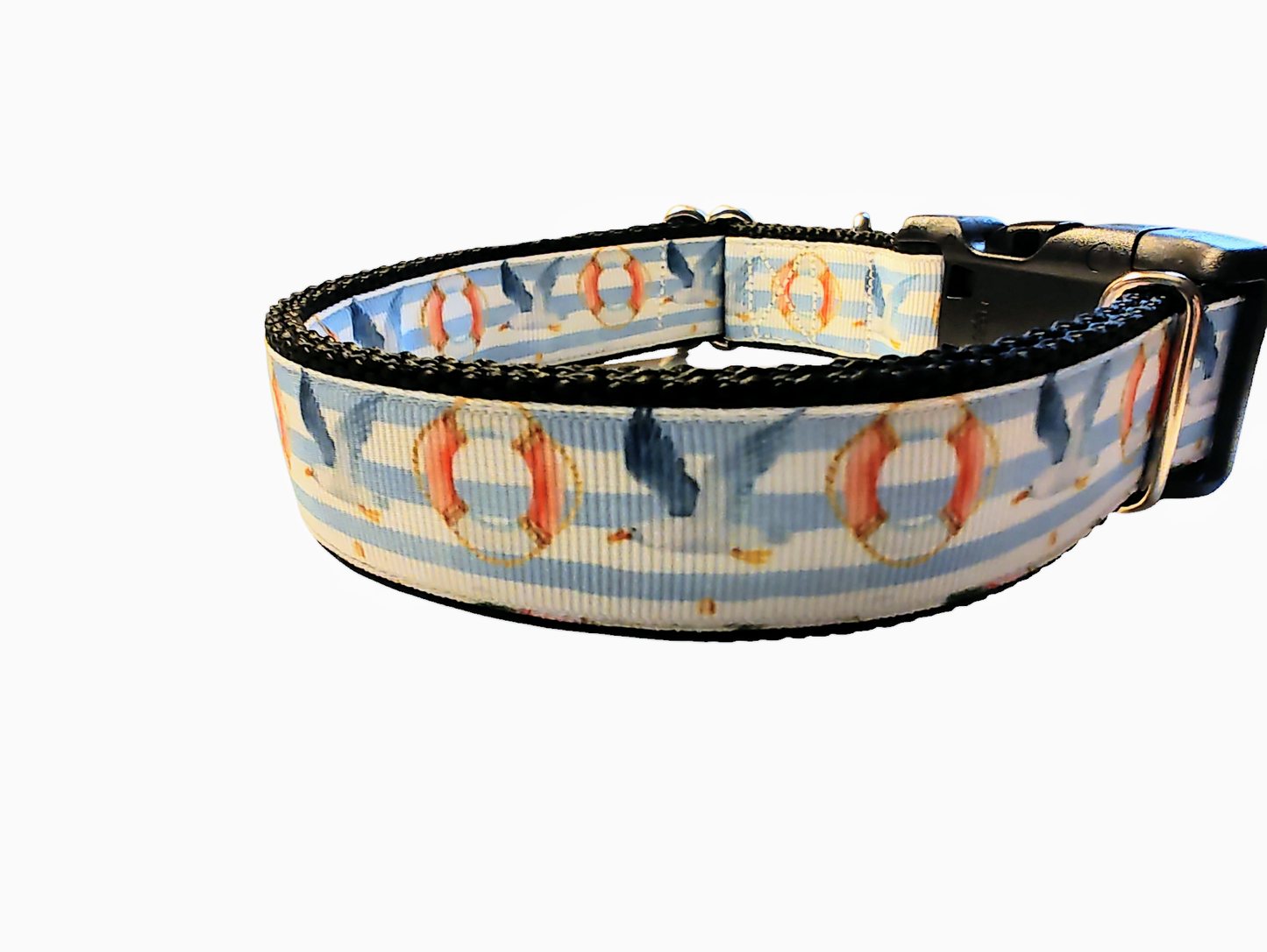 Seagulls and Liferings Nylon Dog Collar