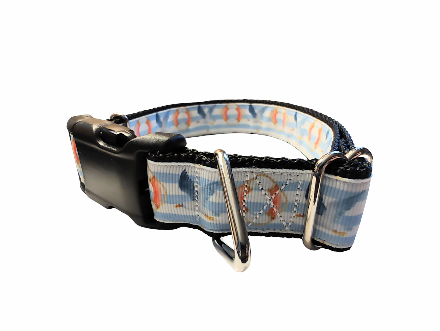 Seagulls and Liferings Nylon Dog Collar