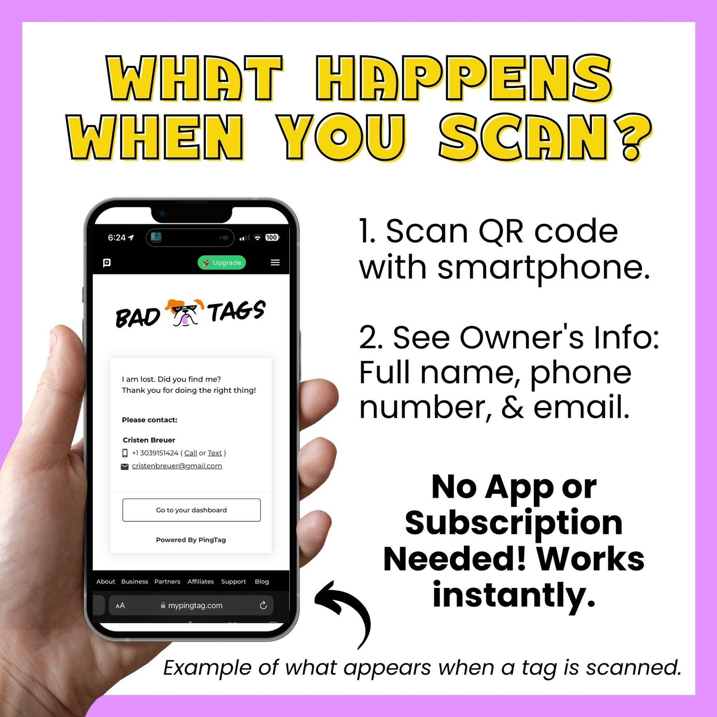 Bad Tags - Dog ID Tag w/ Scannable QR Code - Don't F*ck with my Mom - Engraved QR Code / Large 1.25"
