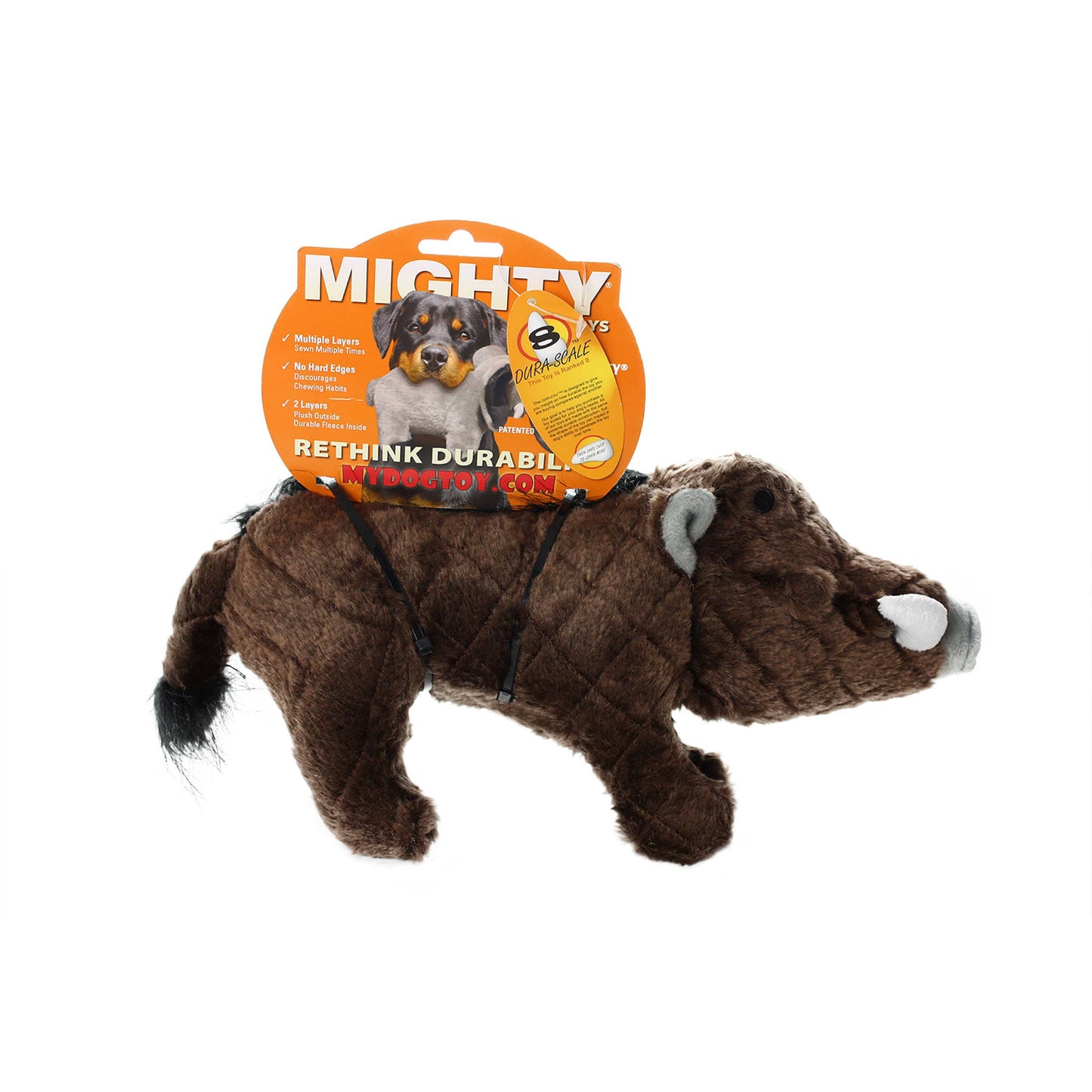 Tuffy Dog Toys - VIP Products - Mighty Safari Warthog - Brown, Plush, Squeaky Dog Toy - Doot's Pet LLC Collars For A Cause