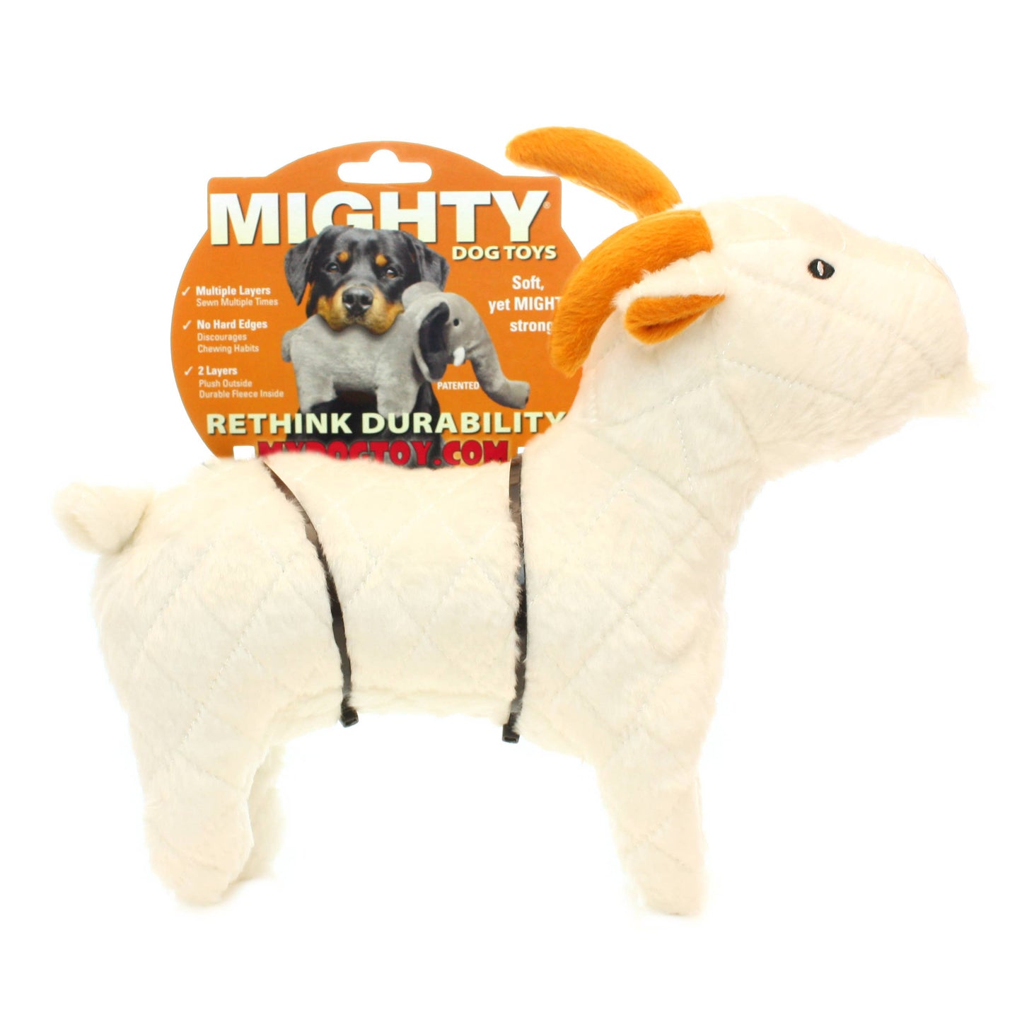 Tuffy Dog Toys - VIP Products - Mighty Farm Goat, Plush, Squeaky Dog Toy - Doot's Pet LLC Collars For A Cause