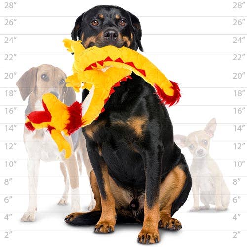 Tuffy Dog Toys - VIP Products - Mighty Dragon - Yellow, Plush, Squeaky Dog Toy