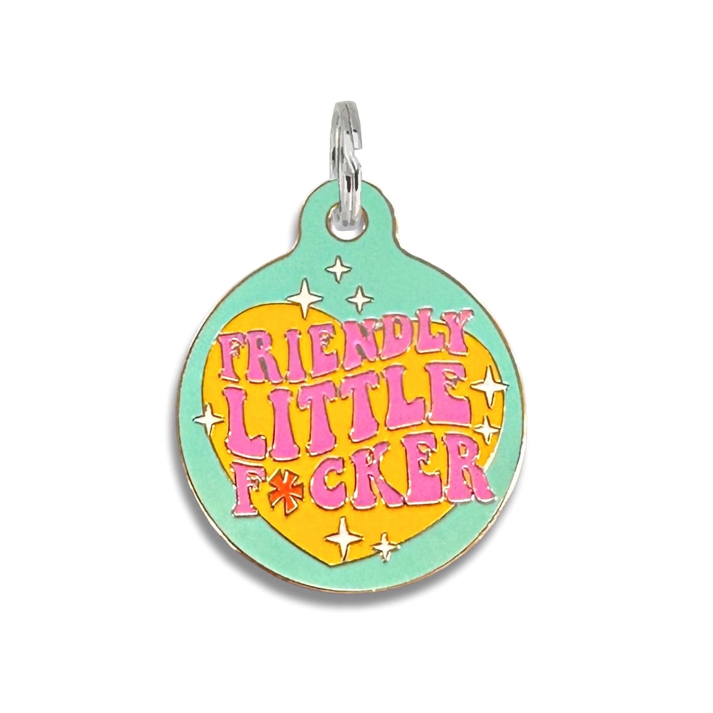 Bad Tags - Funny Dog ID Tag with Scannable QR Code - Friendly F*cker - Engraved QR Code / Small 1"