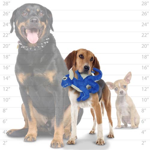 Tuffy Dog Toys - VIP Products - Mighty Jr Dragon - Blue, Plush, Squeaky Dog Toy - Doot's Pet LLC Collars For A Cause