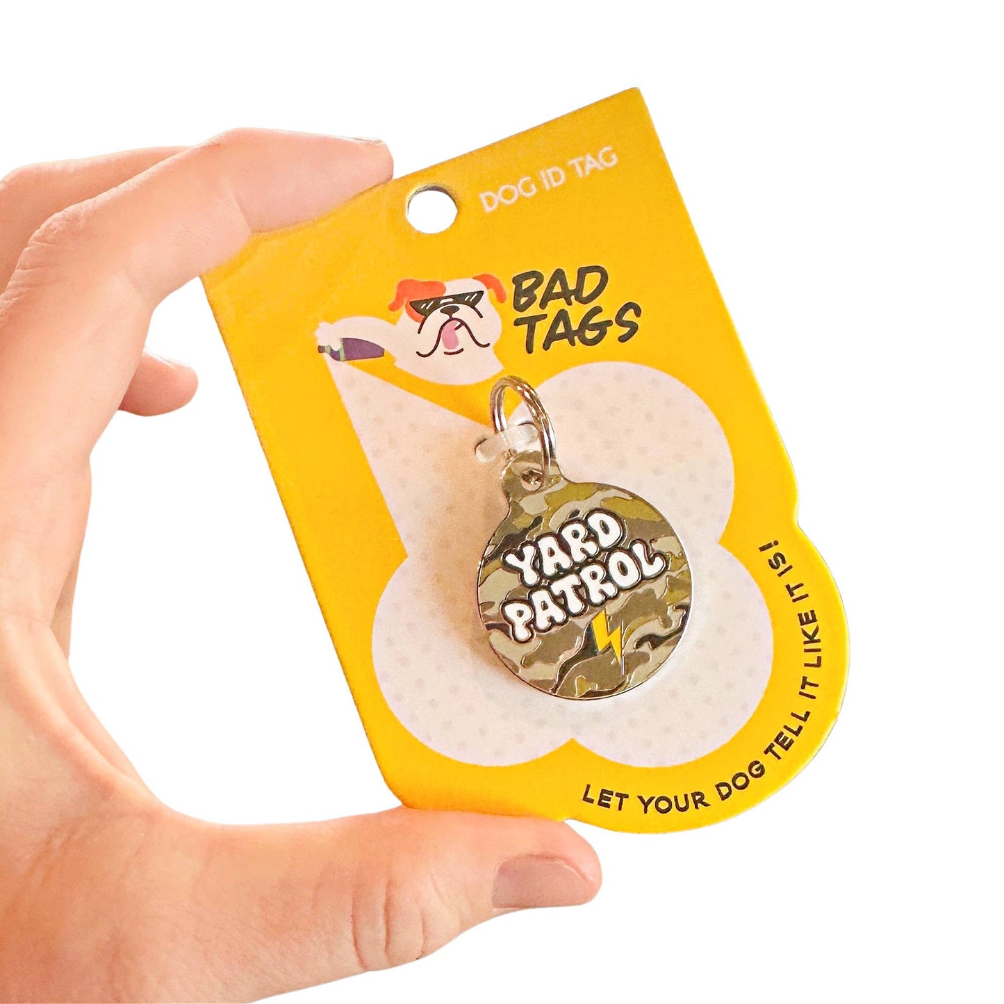 Bad Tags - Camo Dog ID Tag w/ Personalized QR Code - Yard Patrol - Engraved QR Code / Small 1"
