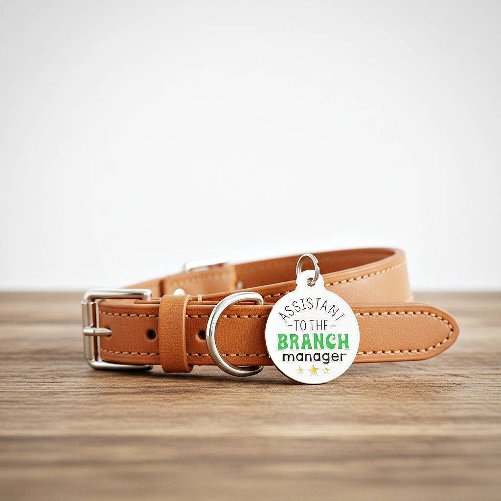 Bad Tags - Camping Dog ID Tag Personalize - Assistant to Branch Manager - Large / Engraved QR Code