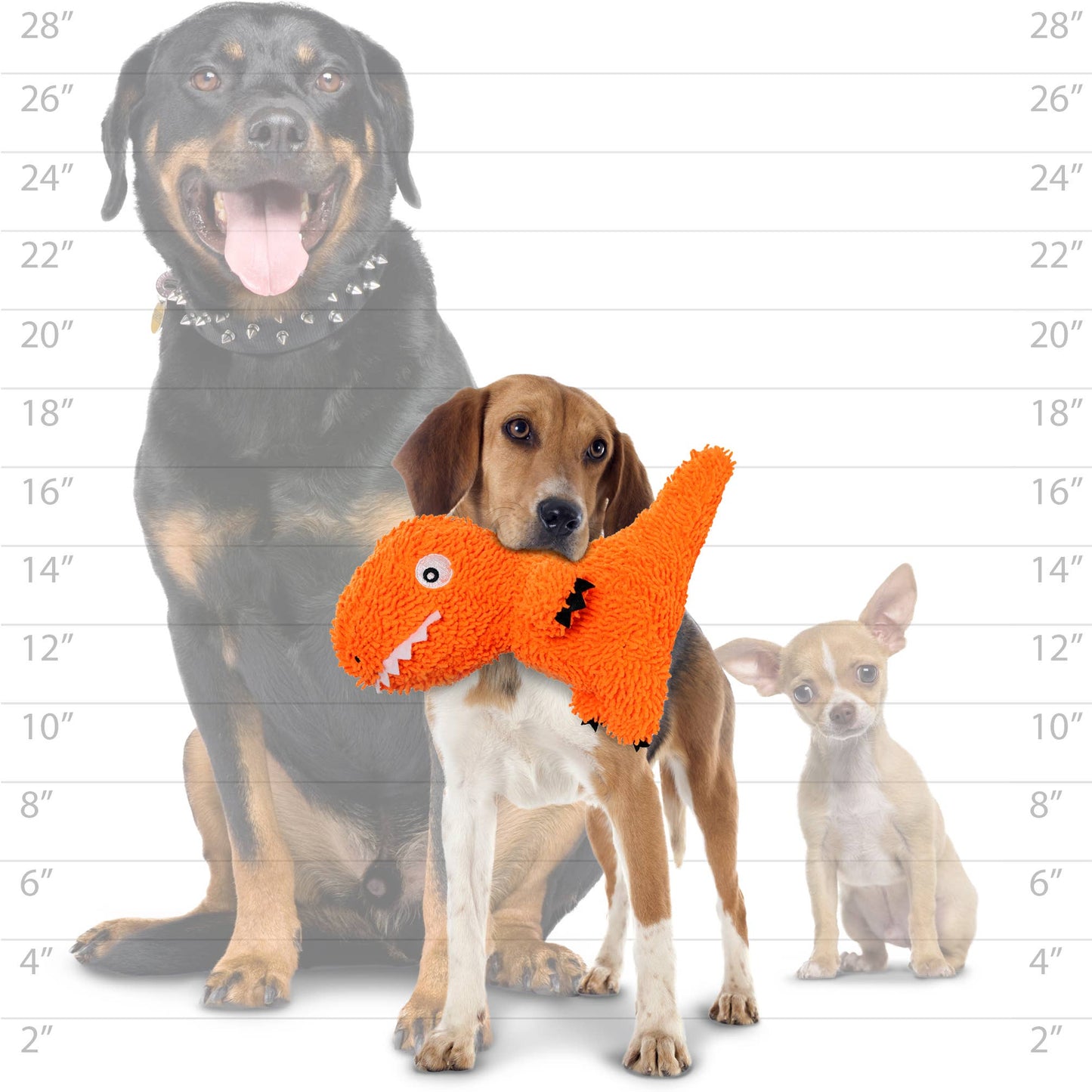 Tuffy Dog Toys - VIP Products - Mighty Microfiber Ball T-Rex, Durable, Squeaky Dog Toy