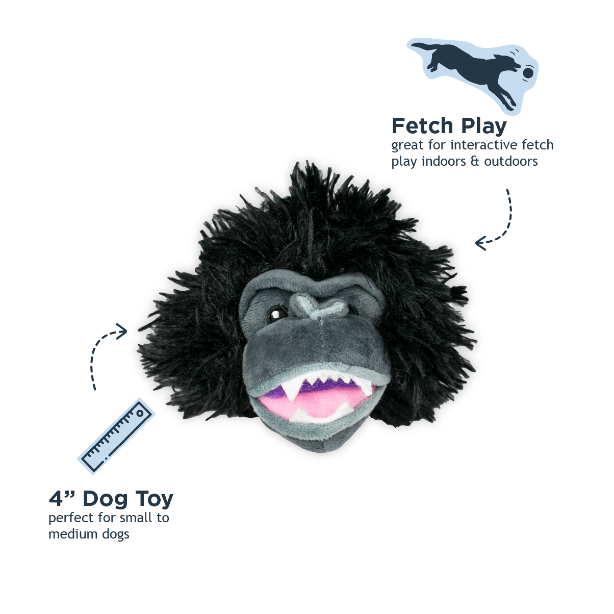 Tall Tails - Gorilla 2-in-1 Fetch Ball Dog Toy