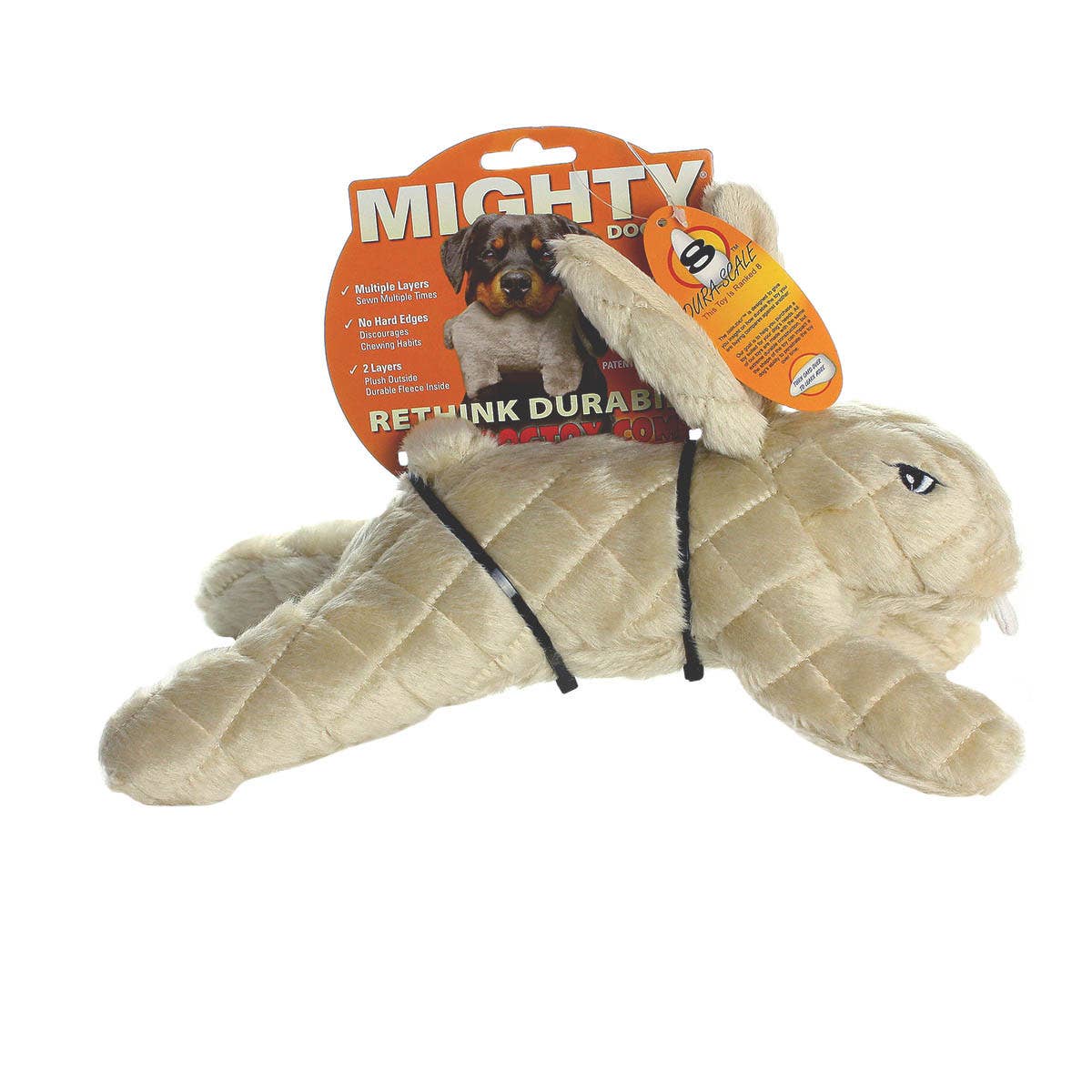 Tuffy Dog Toys - VIP Products - Mighty Nature Rabbit - Brown, Plush, Squeaky Dog Toy