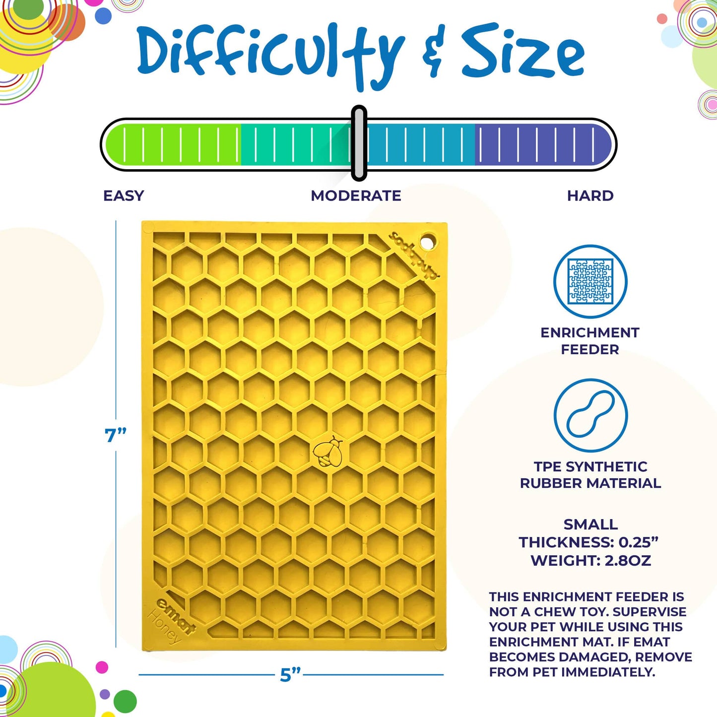 SodaPup - Honeycomb Design Emat Enrichment Licking Mat - Yellow - Larg - Large