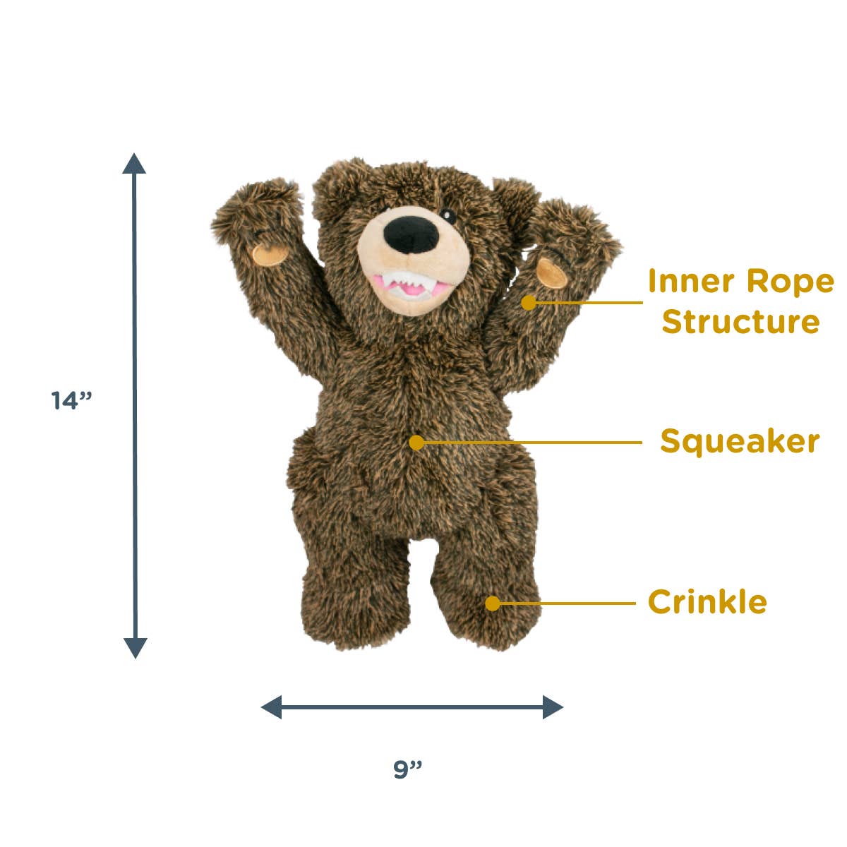 Tall Tails - Grizzly Rope Body Dog Toy