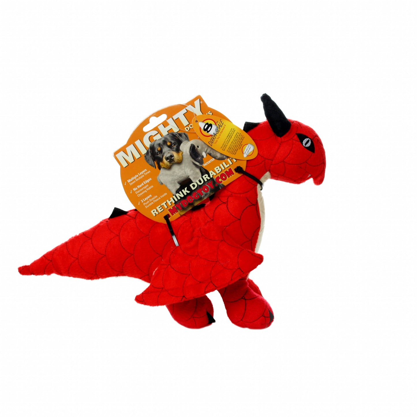 Tuffy Dog Toys - VIP Products - Mighty Dragon - Red, Plush, Squeaky Dog Toy - Doot's Pet LLC Collars For A Cause
