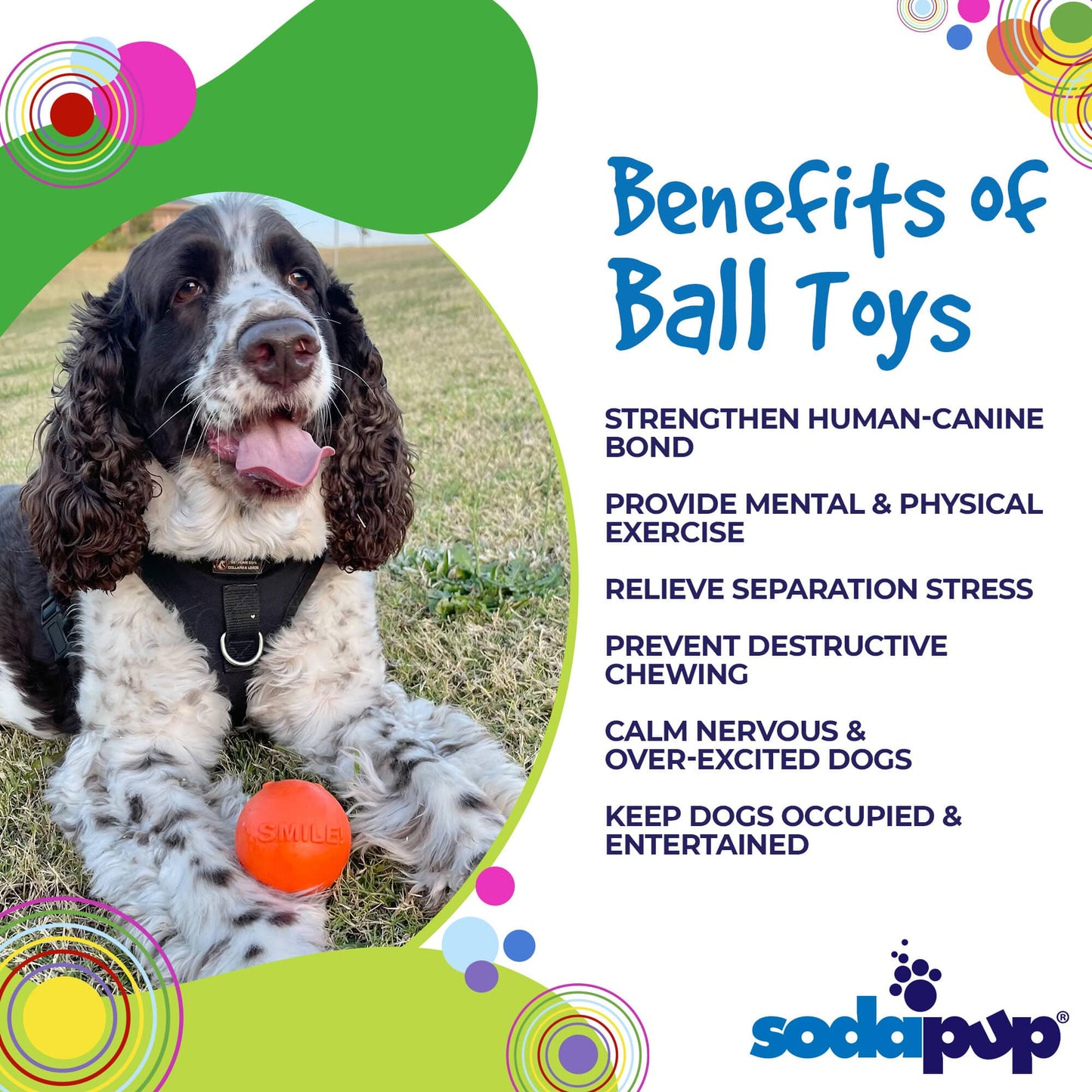 SodaPup - Smile Ball Durable Synthetic Rubber Chew & Retrievning Ball