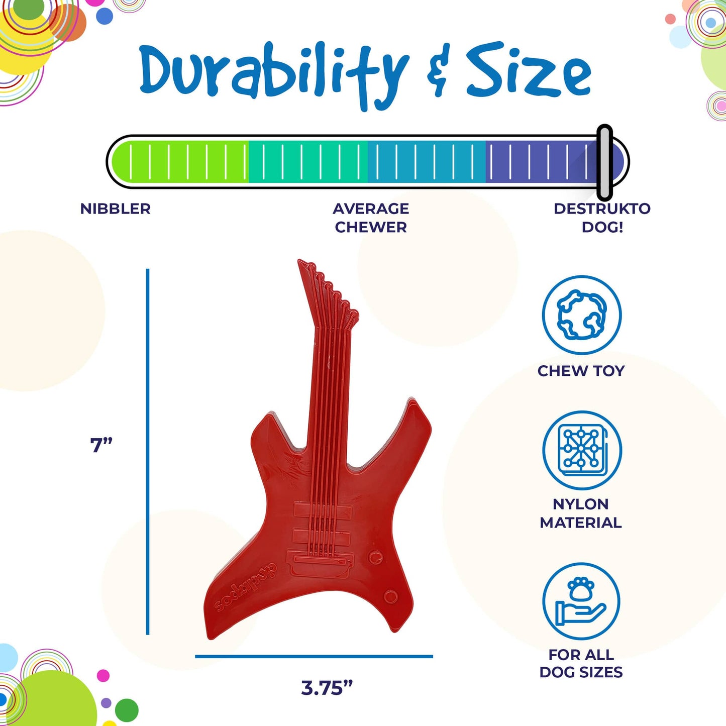 SodaPup - Electric Guitar Ultra Durable Nylon Dog Chew Toy for Aggress