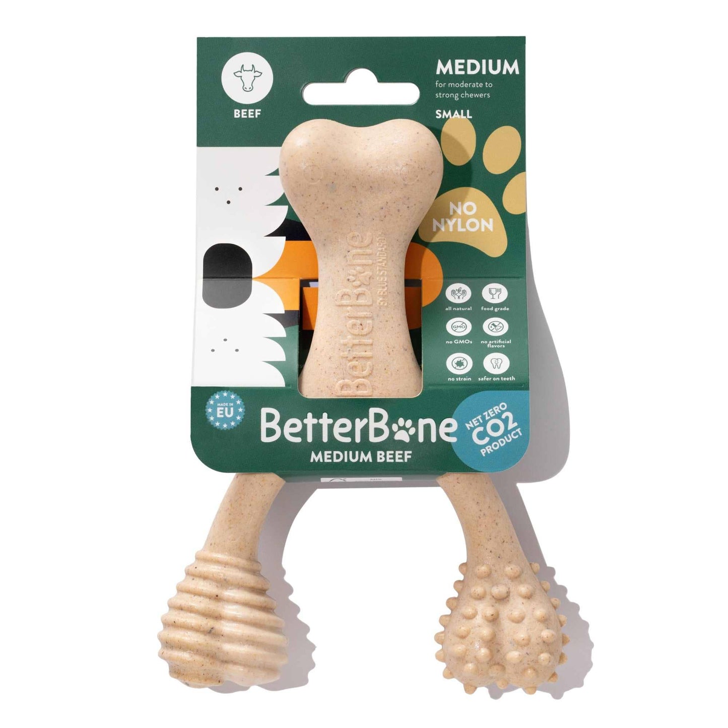 BetterBone Natural Dog Chews - BetterBone MEDIUM - Natural, No Nylon, Softer Than Nylon ECO - Beef / Large (dogs over 25 lbs)