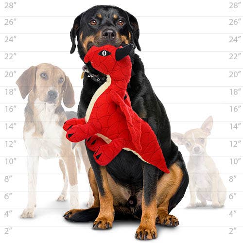Tuffy Dog Toys - VIP Products - Mighty Dragon - Red, Plush, Squeaky Dog Toy - Doot's Pet LLC Collars For A Cause