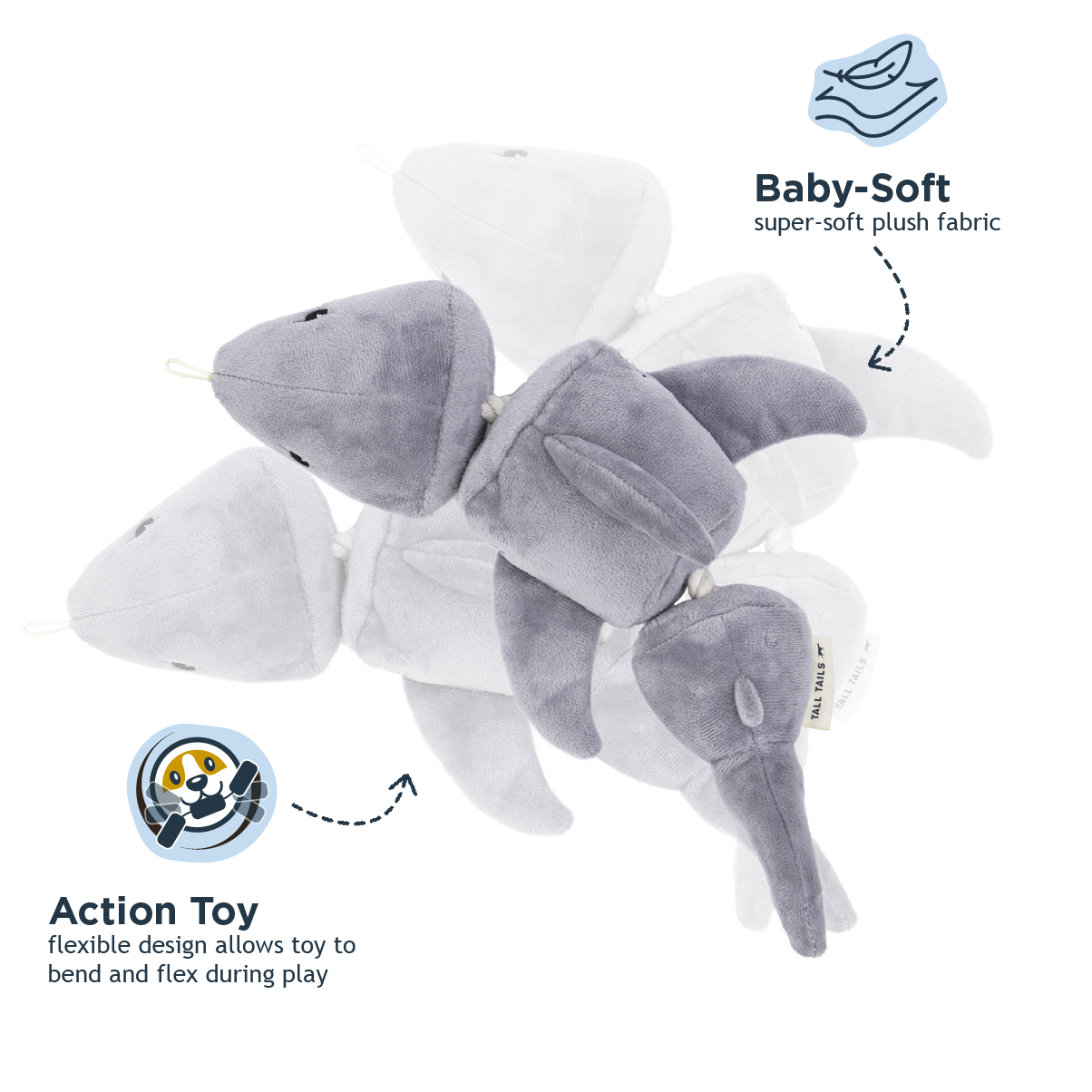 Tall Tails - Tall Tails Shark Jointed Shake Play Dog Toy