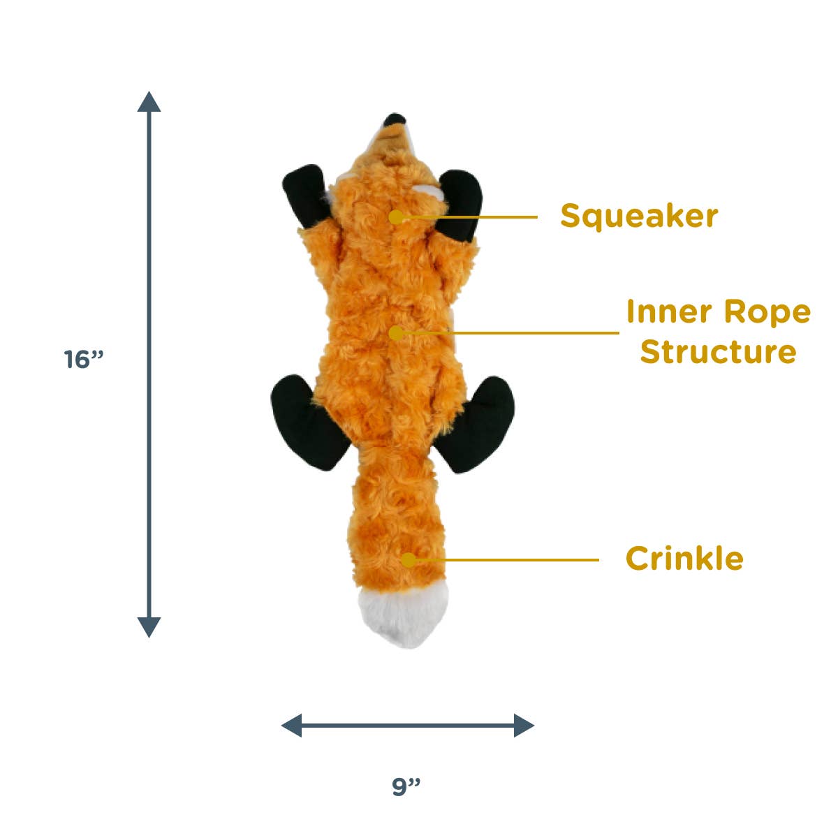 Tall Tails - Stuffless Fox Squeaker Dog Toy