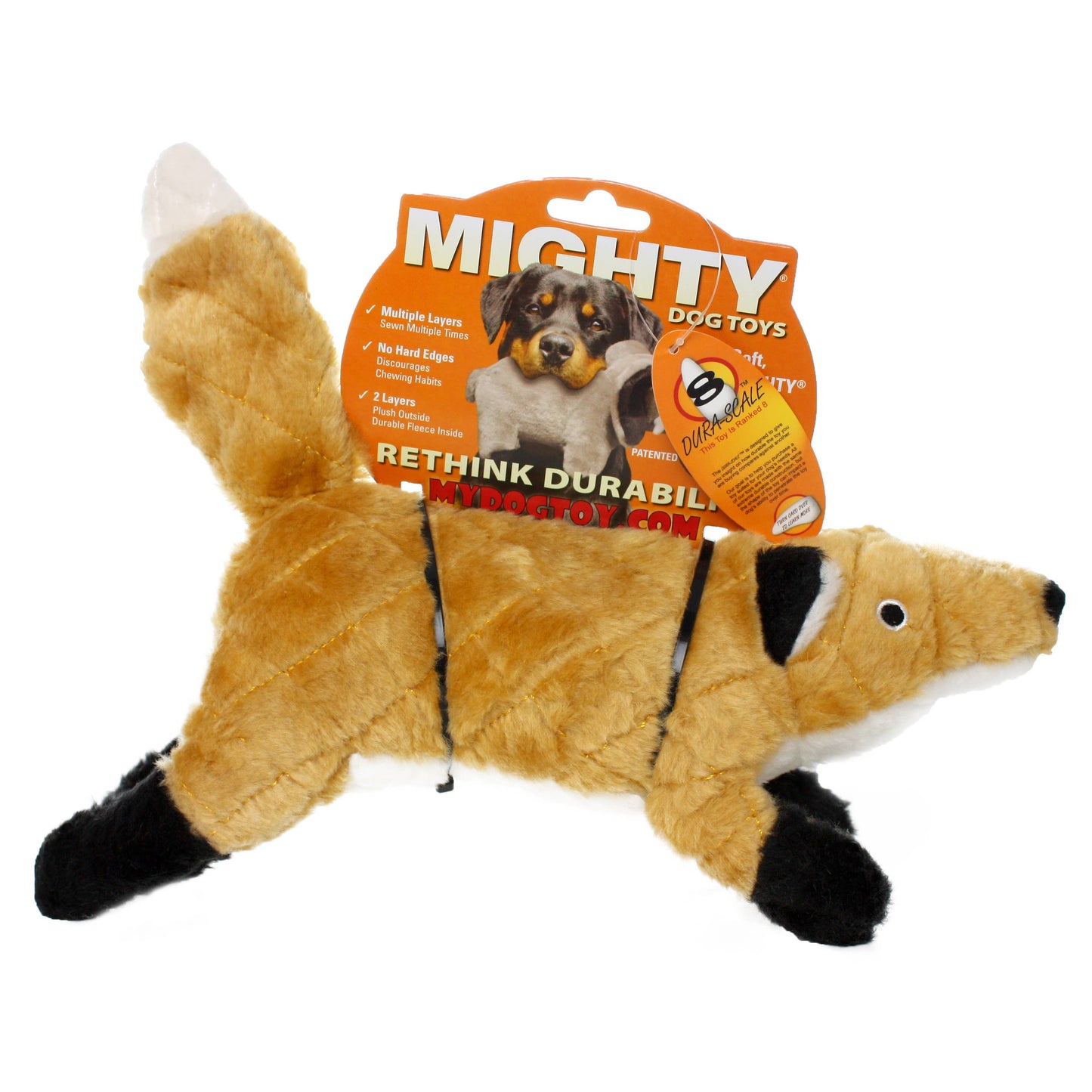 Tuffy Dog Toys - VIP Products - Mighty Nature Fox, Plush, Squeaky Dog Toy