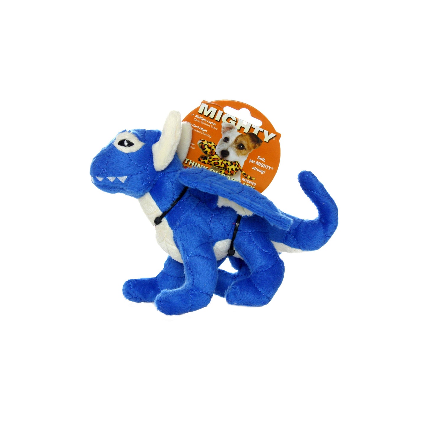 Tuffy Dog Toys - VIP Products - Mighty Jr Dragon - Blue, Plush, Squeaky Dog Toy - Doot's Pet LLC Collars For A Cause