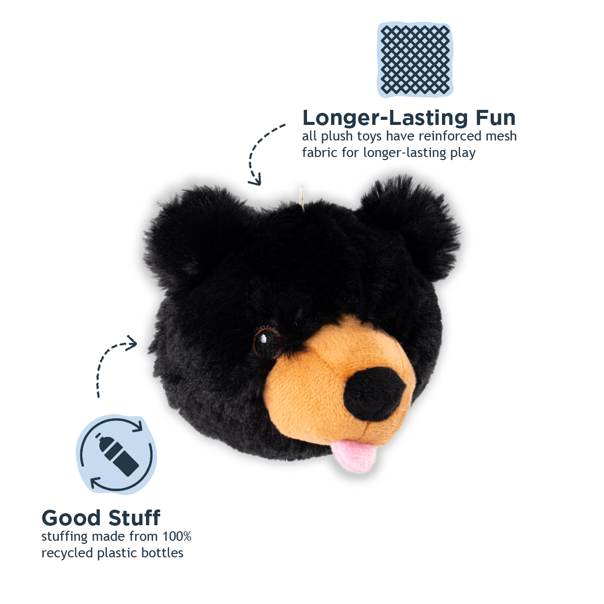 Tall Tails - Black Bear 2-in-1 Fetch Ball Dog Toy
