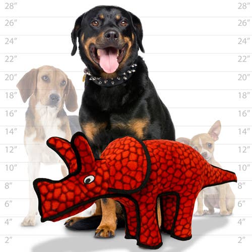 Tuffy Dog Toys - VIP Products - Tuffy Dinosaur Triceratops, Tough, Durable Dog Toy